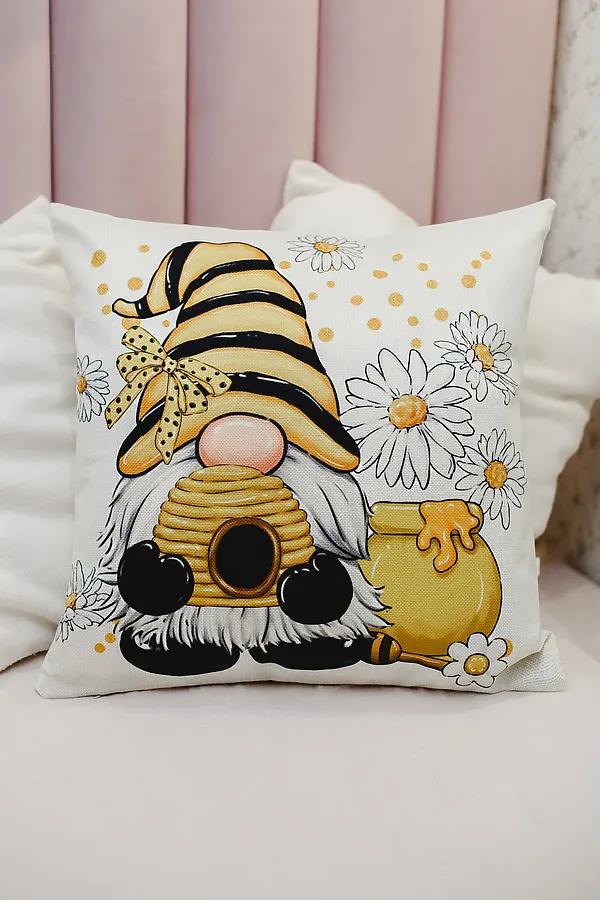 Наволочка декоративная декоративная 2шт рогожка Гном и Цветок НАТАЛИ, бежевый - фото 2