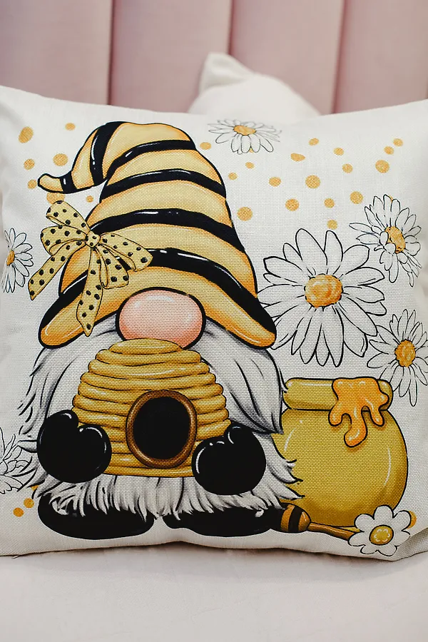 Наволочка декоративная декоративная 2шт рогожка Гном и Цветок НАТАЛИ, бежевый - фото 2