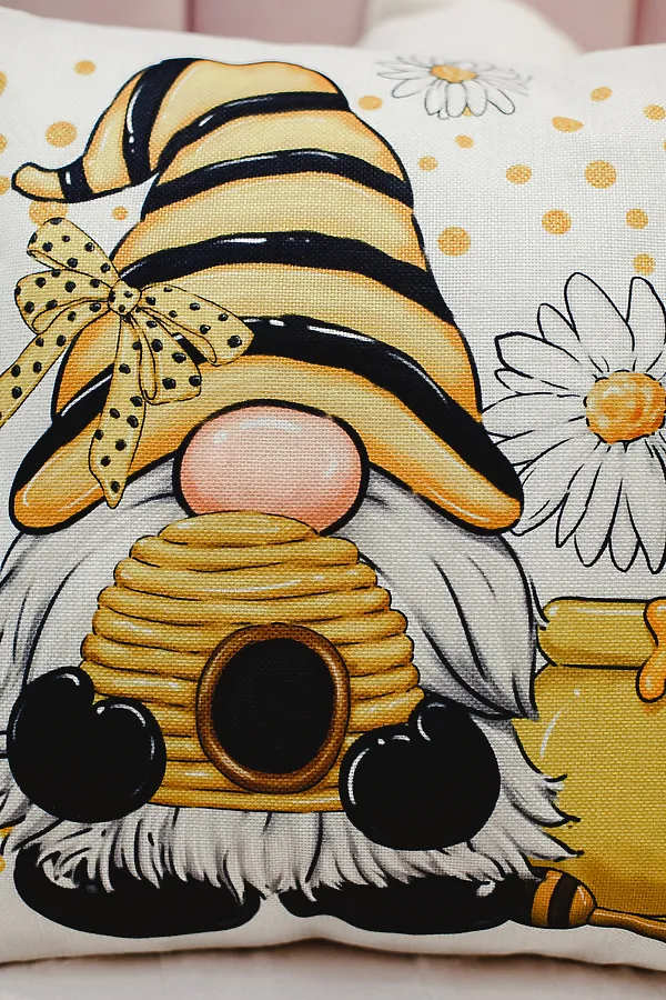 Наволочка декоративная декоративная 2шт рогожка Гном и Цветок НАТАЛИ, бежевый - фото 2