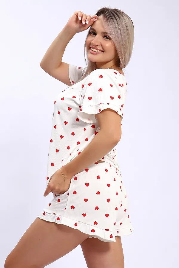Пижама с шортами 940 LOVE НАТАЛИ, сердца красные - фото 2