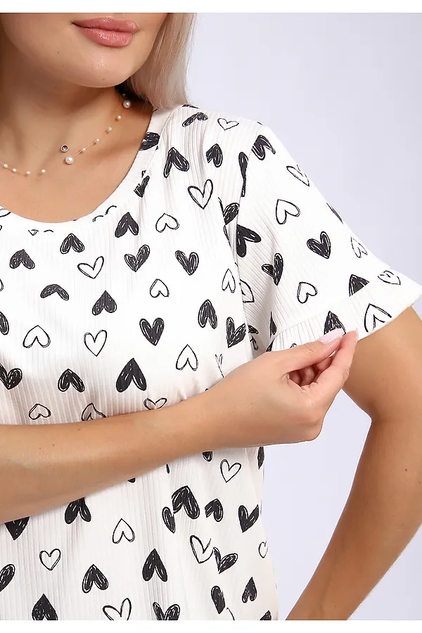 Пижама с шортами 940 LOVE НАТАЛИ, сердца черные - фото 2