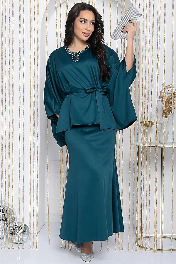 Костюм (Джемпер+Юбка) LADY TAIGA, изумрудный - фото 2