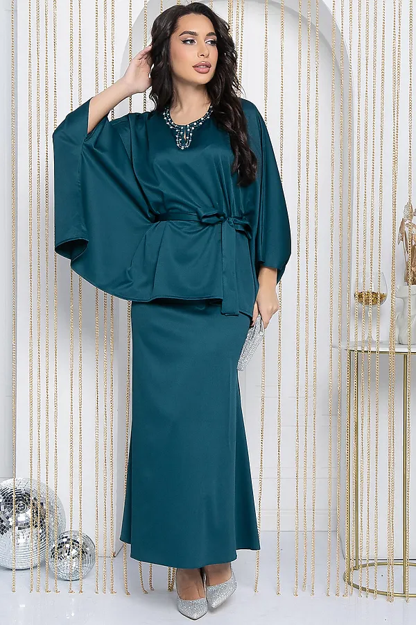 Костюм (Джемпер+Юбка) LADY TAIGA, изумрудный - фото 2