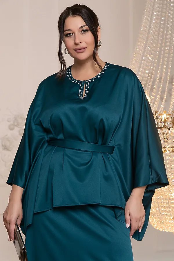 Костюм (Джемпер+Юбка) LADY TAIGA, изумрудный - фото 2