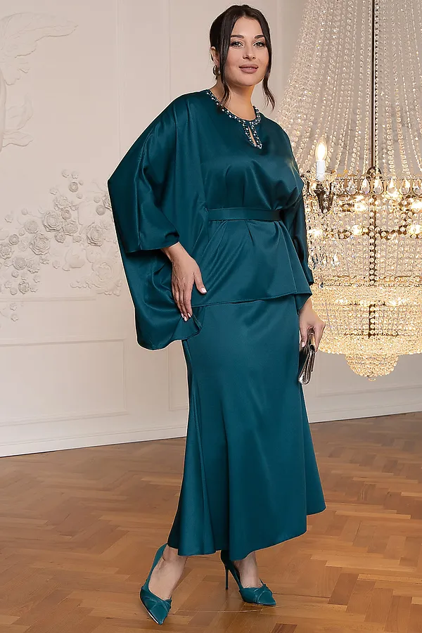 Костюм (Джемпер+Юбка) LADY TAIGA, изумрудный - фото 2