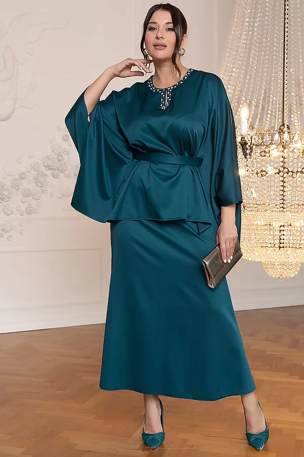 Костюм (Джемпер+Юбка) LADY TAIGA, изумрудный - фото 2