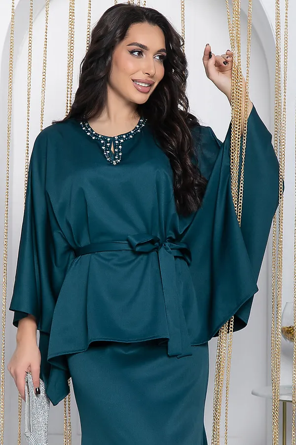 Костюм (Джемпер+Юбка) LADY TAIGA, изумрудный - фото 2