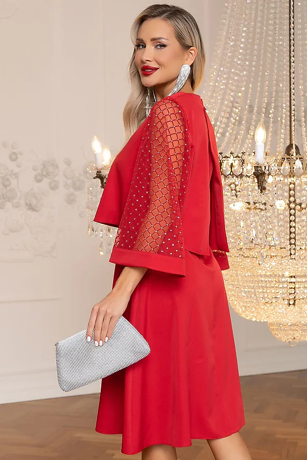 Костюм (Блуза+Платье) LADY TAIGA, красный - фото 2