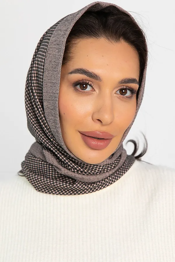 Косынка с отворотом LADY TAIGA, коричневое зернышко - фото 2