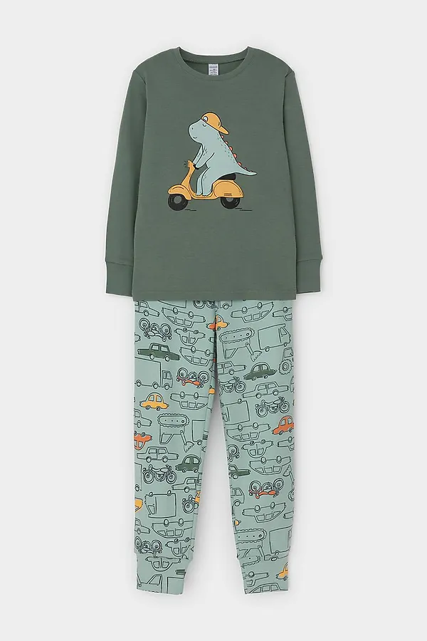 Пижама CROCKID, зеленый мох,машинки - фото 2