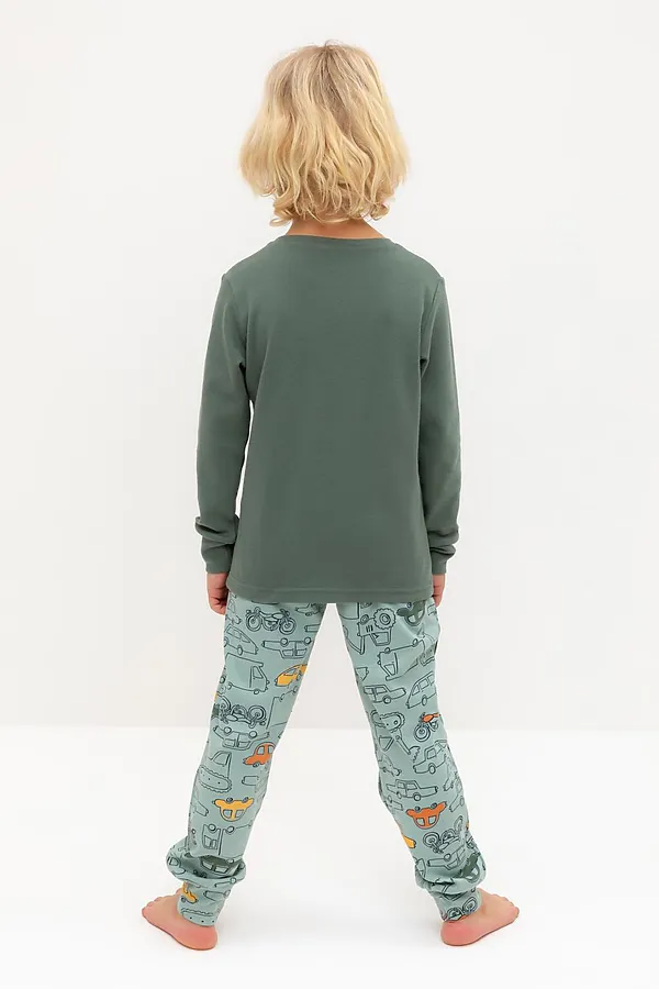 Пижама CROCKID, зеленый мох,машинки - фото 2