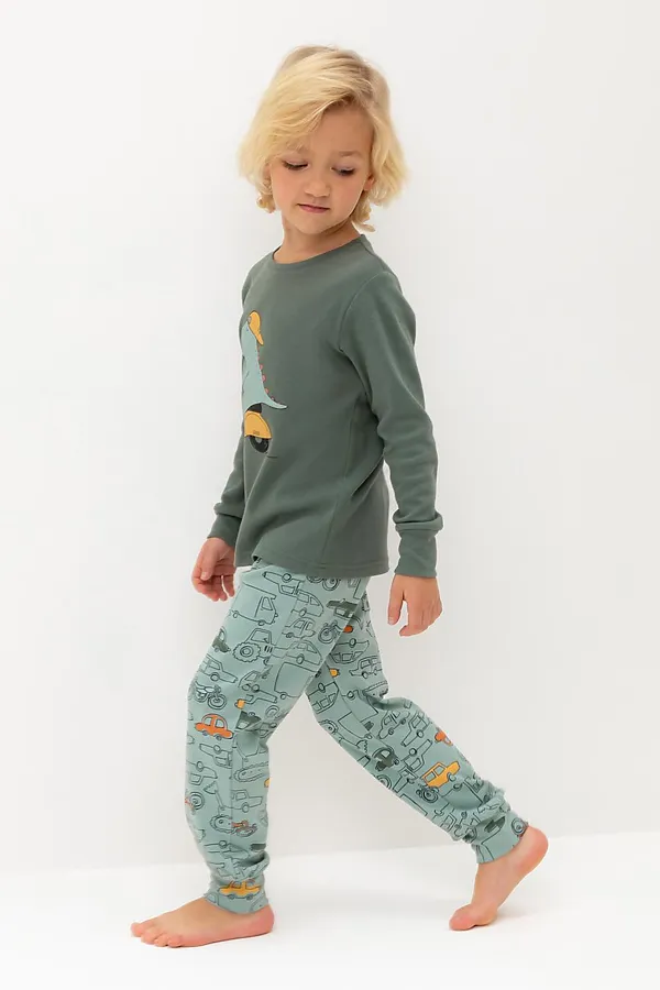 Пижама CROCKID, зеленый мох,машинки - фото 2