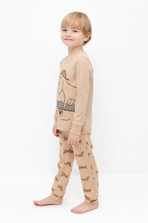Пижама CROCKID, нежный бежевый,таксы - фото 2