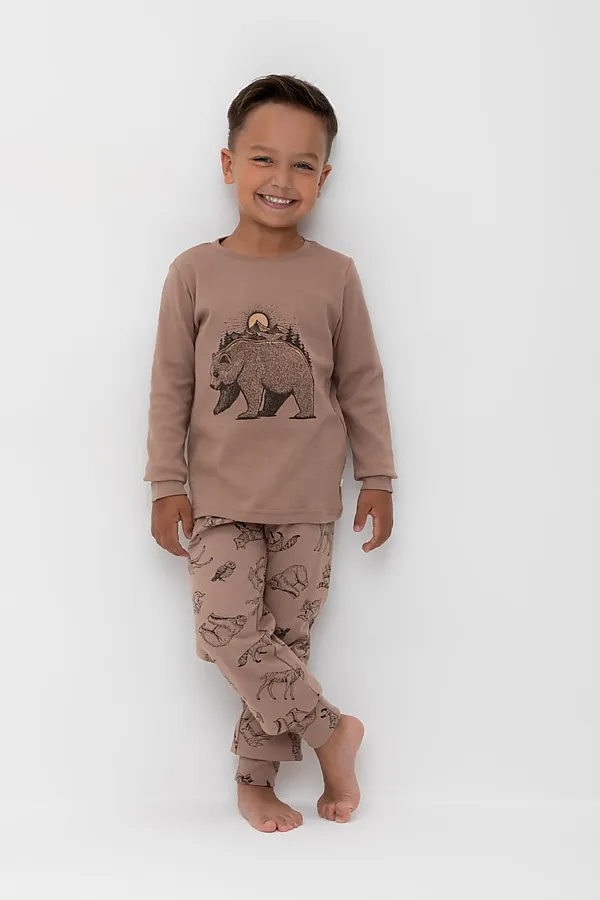 Пижама CROCKID, холодный какао,медведи - фото 2