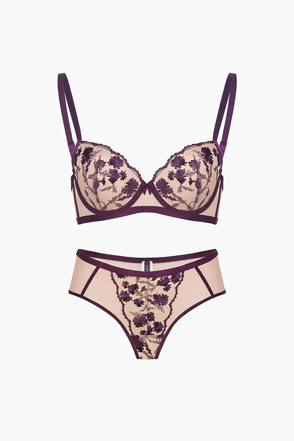 Комплект (Бюстгальтер+Трусы) INDEFINI, бордовый - фото 2