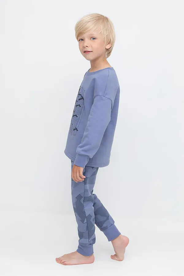Пижама CROCKID, ппыльно-голубой джинс,геометрия - фото 2