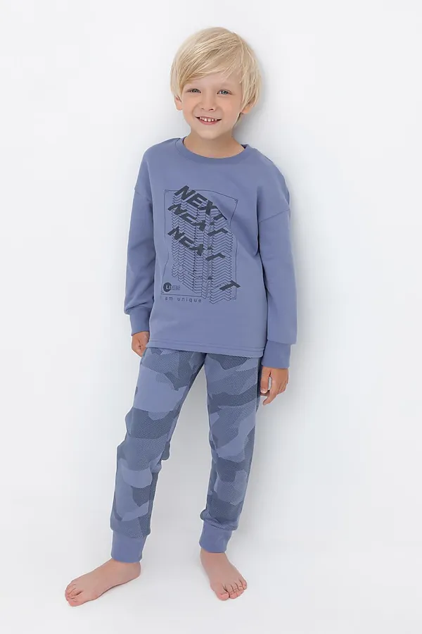 Пижама CROCKID, ппыльно-голубой джинс,геометрия - фото 2