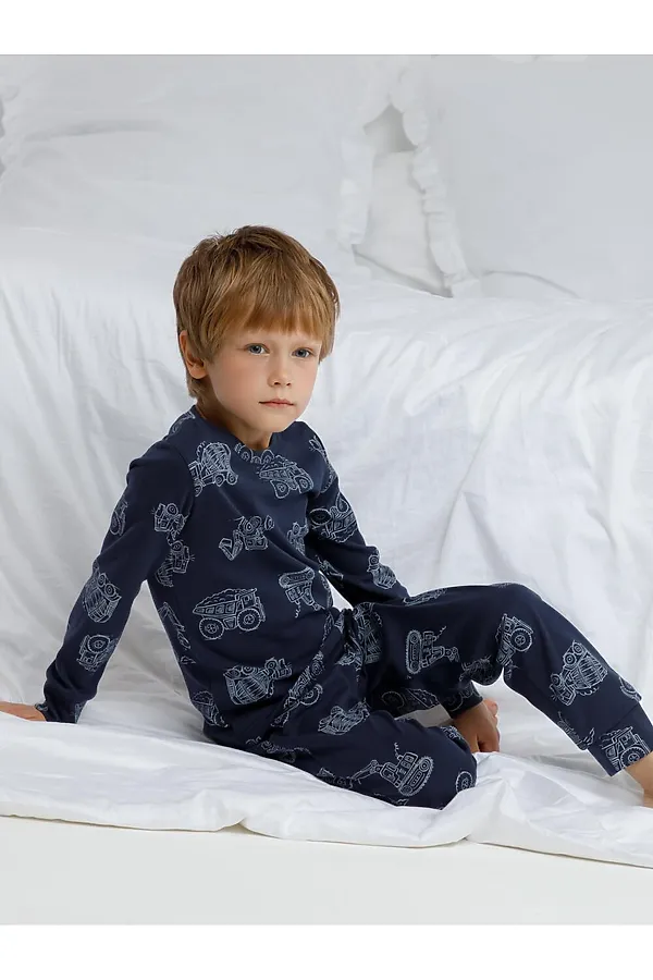 Пижама CROCKID, морской синий,дорожная техника - фото 2