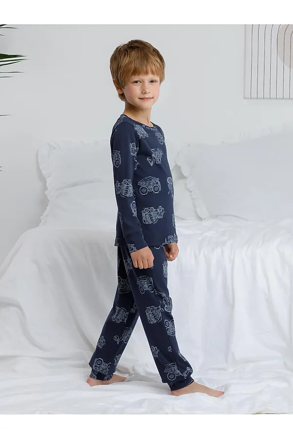 Пижама CROCKID, морской синий,дорожная техника - фото 2