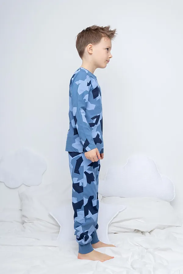 Пижама CROCKID, геометрический камуфляж на синем - фото 2