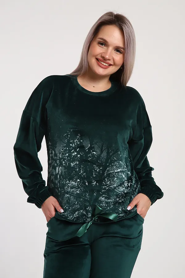 Костюм с брюками 633 Зимушка НАТАЛИ, изумрудный - фото 2