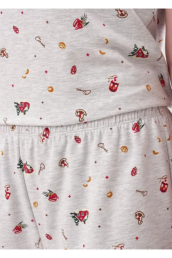 Пижама CLEVER, меланж св.серый/красный - фото 2