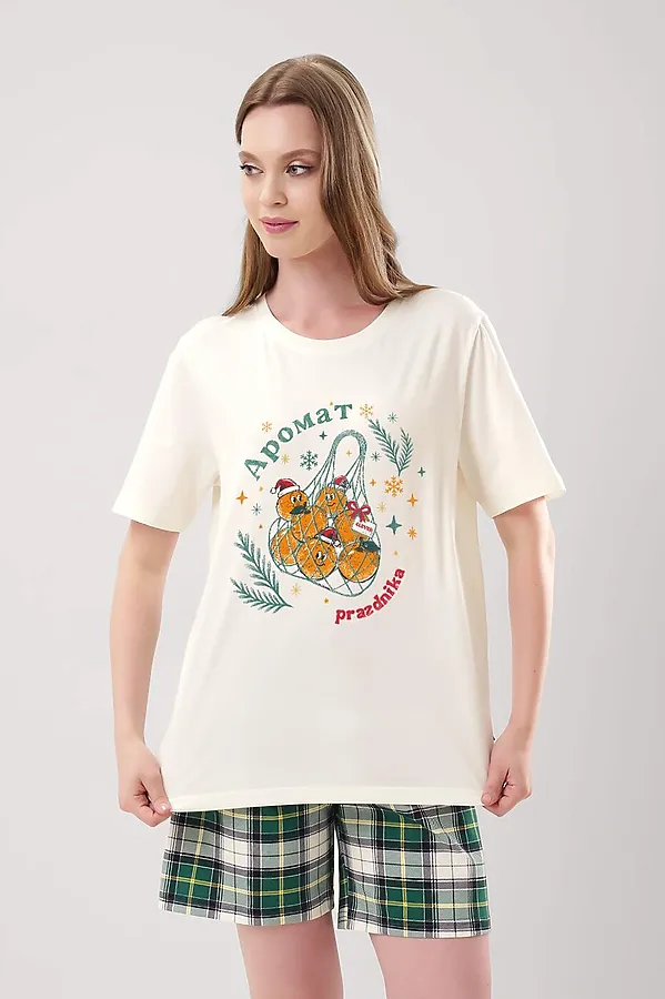 Пижама CLEVER, молочный/т.зелёный - фото 2