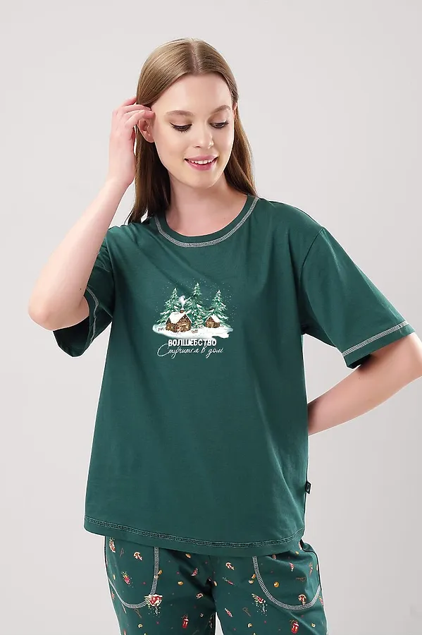 Пижама CLEVER, т.зелёный/красный - фото 2