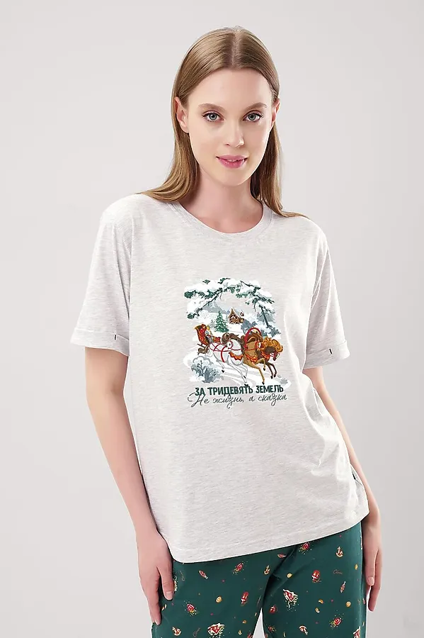 Пижама CLEVER, меланж св.серый/т.зелёный - фото 2