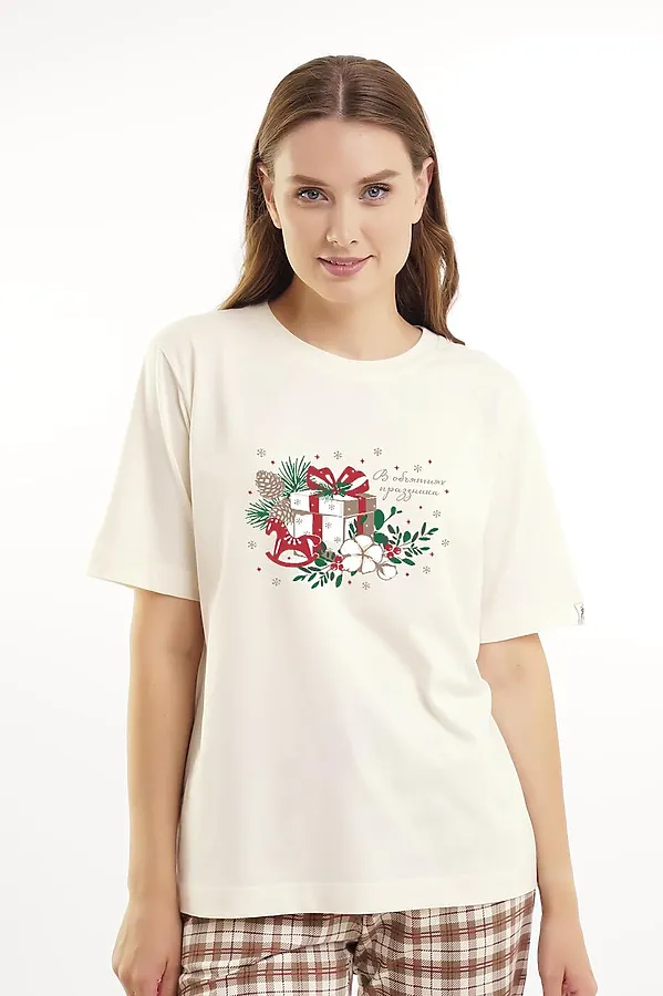 Пижама CLEVER, молочный/св.коричневый - фото 2