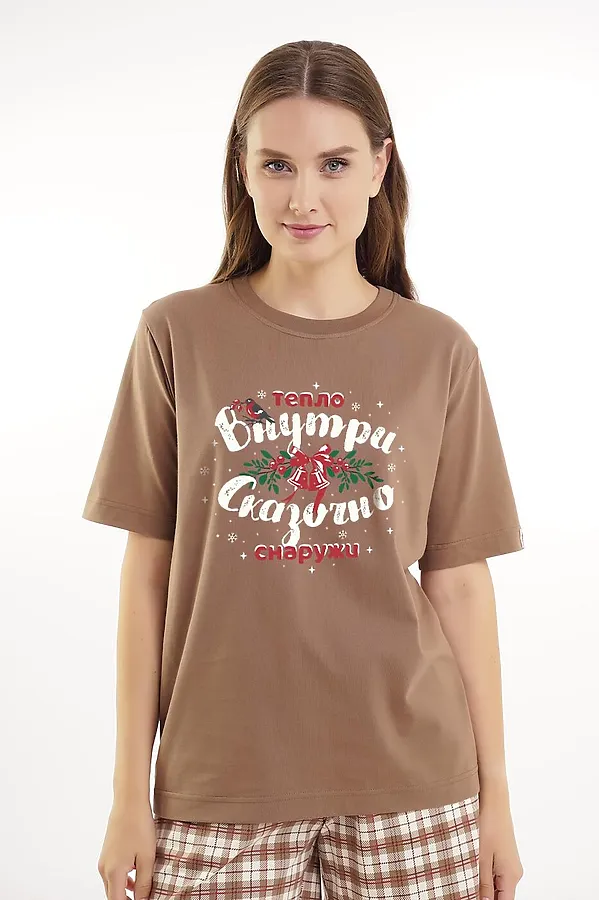 Пижама CLEVER, коричневый/молочный - фото 2