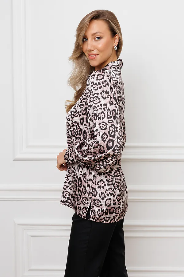 Блузка атласная нарядная с поясом 51060 НАТАЛИ, розовый - фото 2