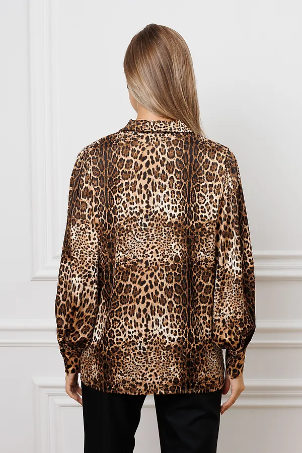 Блузка атласная нарядная с поясом 51060 НАТАЛИ, коричневый - фото 2