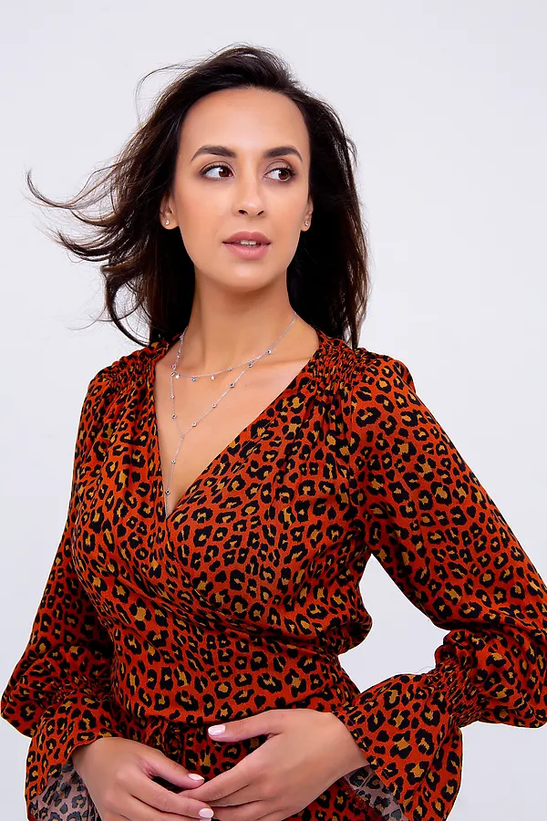 Блузка 319BRN НАТАЛИ, леопард коричневый - фото 2