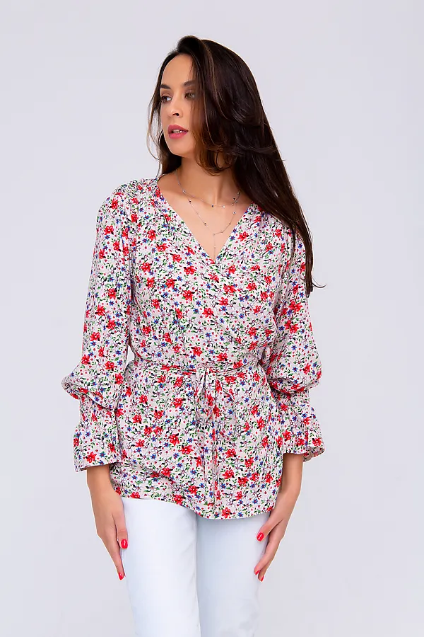 Блузка 319BEG НАТАЛИ, беж/цветы - фото 2
