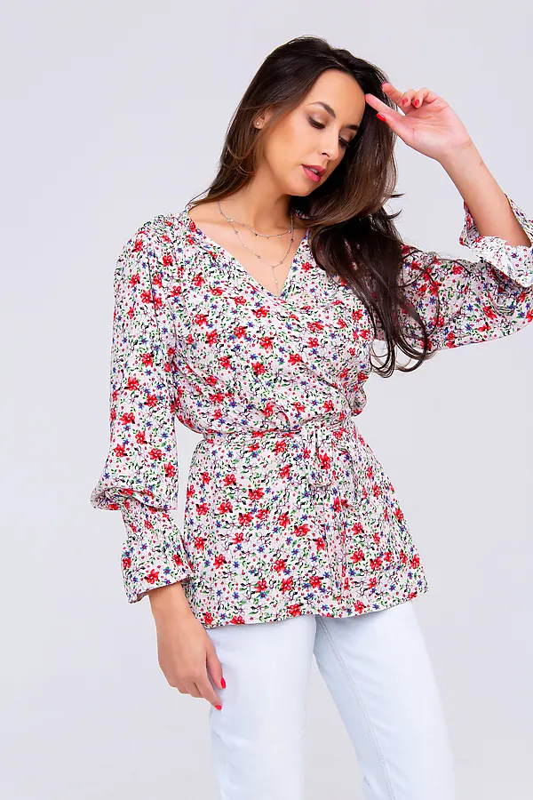 Блузка 319BEG НАТАЛИ, беж/цветы - фото 2