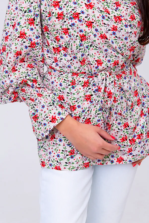 Блузка 319BEG НАТАЛИ, беж/цветы - фото 2