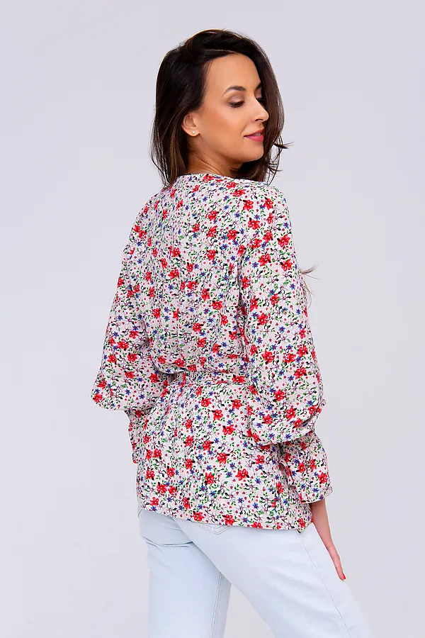 Блузка 319BEG НАТАЛИ, беж/цветы - фото 2