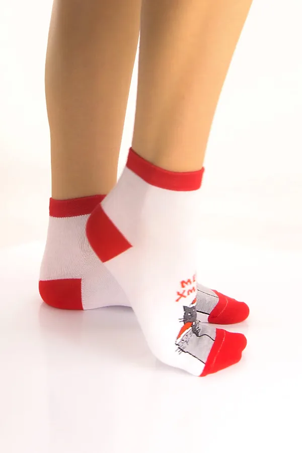 Носки стандарт Рождество (набор 3 пары) НАТАЛИ, белый, красный, серый - фото 2