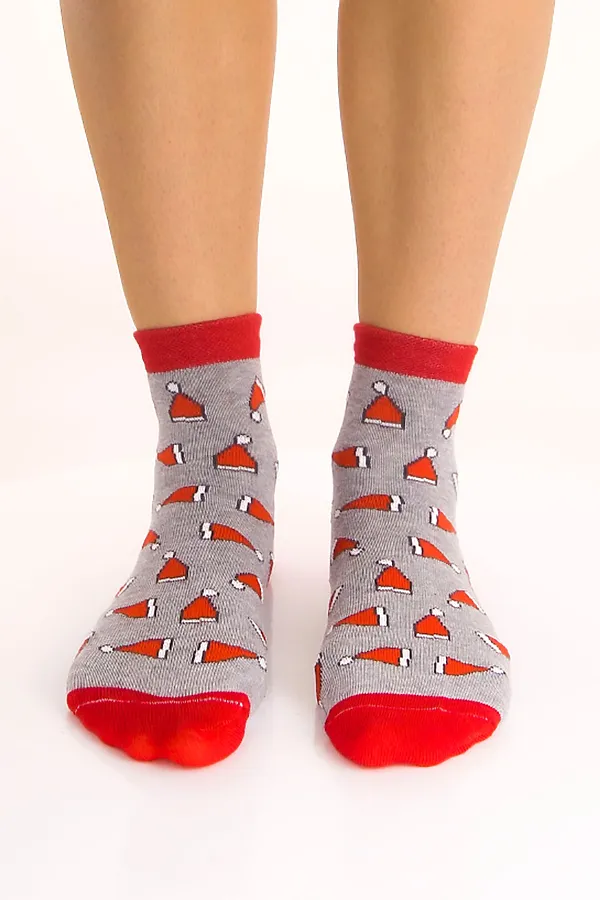 Носки стандарт Рождество (набор 3 пары) НАТАЛИ, белый, красный, серый - фото 2