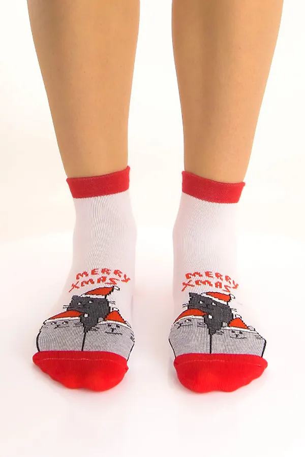 Носки стандарт Рождество (набор 3 пары) НАТАЛИ, белый, красный, серый - фото 2