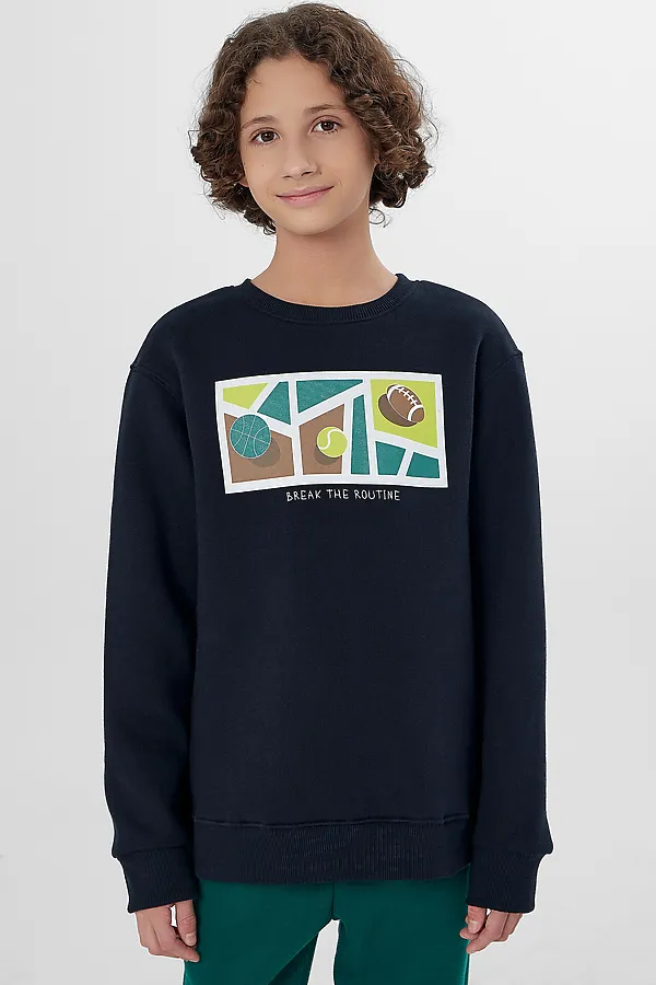 Комплект (Джемпер+Брюки) MARK FORMELLE, неви +зеленый +печать - фото 2