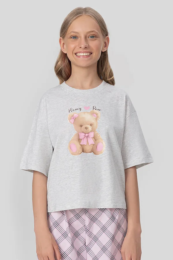 Пижама MARK FORMELLE, серый меланж 4306-а +клетка черно -розовая - фото 2