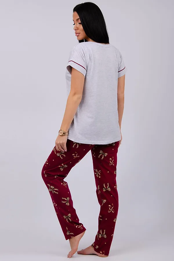 Пижама с брюками Мореллино 2 НАТАЛИ, светло-серый меланж - фото 2