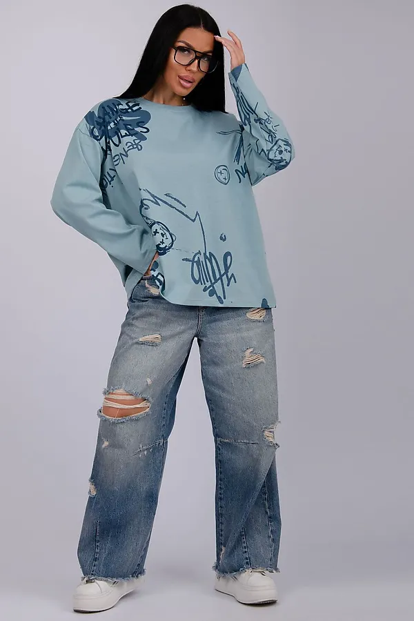 Лонгслив Свобода НАТАЛИ, туман - фото 2