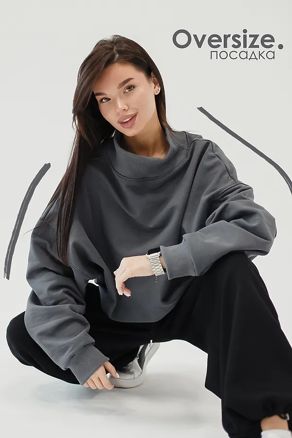Худи оверсайз НАТАЛИ, серый - фото 2