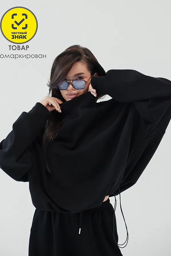 Худи оверсайз НАТАЛИ, черный - фото 2