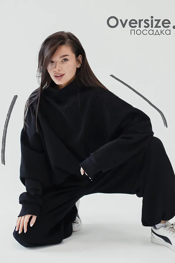 Худи оверсайз НАТАЛИ, черный - фото 2