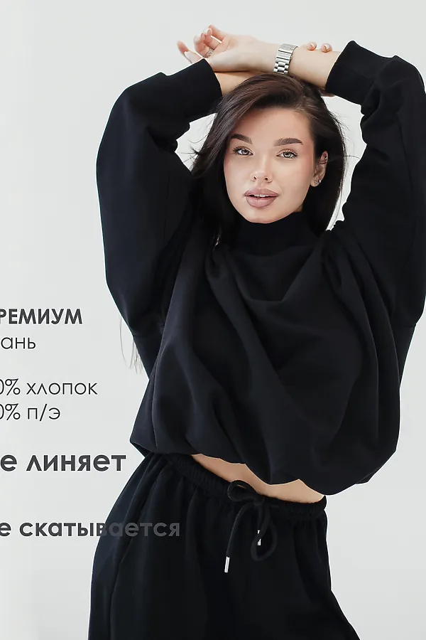 Худи оверсайз НАТАЛИ, черный - фото 2