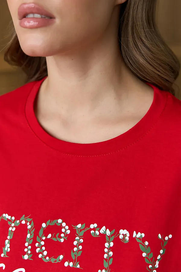 Пижама с брюками хлопковая НАТАЛИ, красный - фото 2